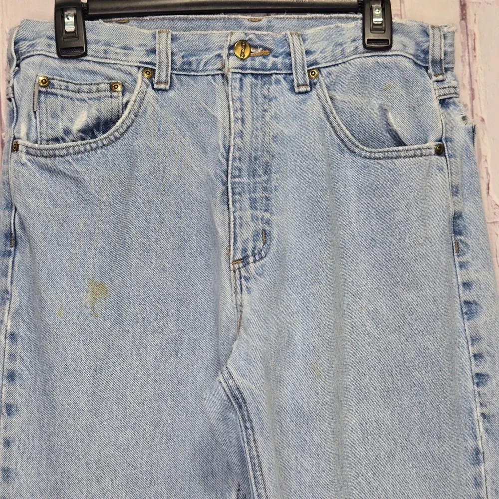 VTG Y2K Carhartt‎ Men Relaxed Light Wash Denim Jeans Workwear Distressed 34x32